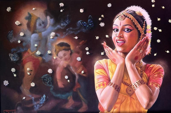 Religious oil painting titled 'Vismaya', 24x36 inches, by artist Rajeev M Y on Canvas