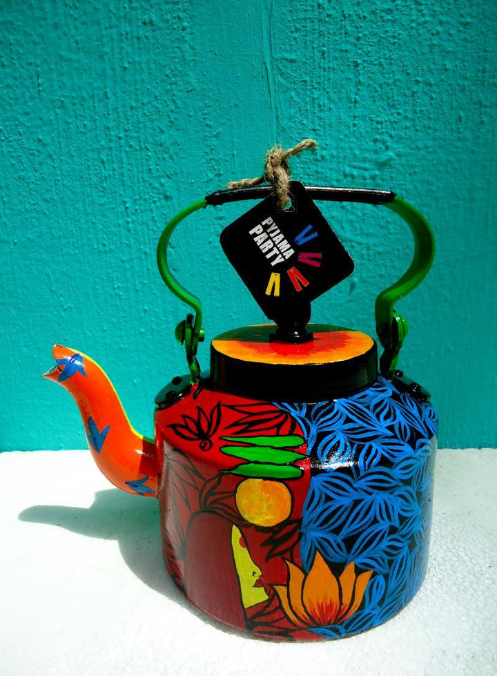 Lifestyle craft titled 'Voodoo Love Tea Kettle', 9x9x7 inches, by artist Rithika Kumar on Aluminium