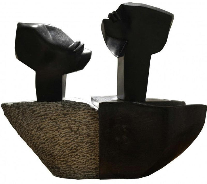 Figurative sculpture titled 'Voyage 1', 24x20x7 inches, by artist Pradeep Jogdand on Black Marble