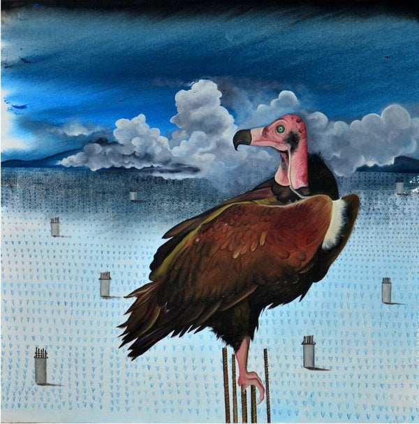 contemporary acrylic oil painting titled 'Vulture', 48x48 inches, by artist Ashish Kushwaha on Canvas