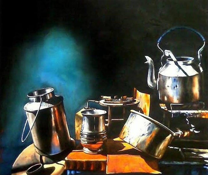 Still-life watercolor painting titled 'Waiting For Morning', 26x28 inches, by artist Saikat Maity on Acid Free Paper