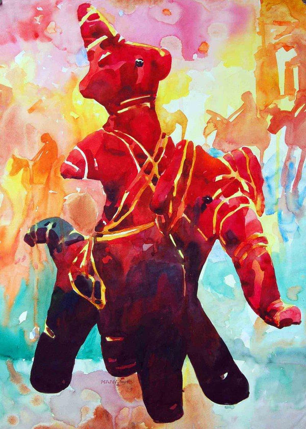 Nature watercolor painting titled 'Warrior', 22x30 inches, by artist Manas  Biswas on Paper