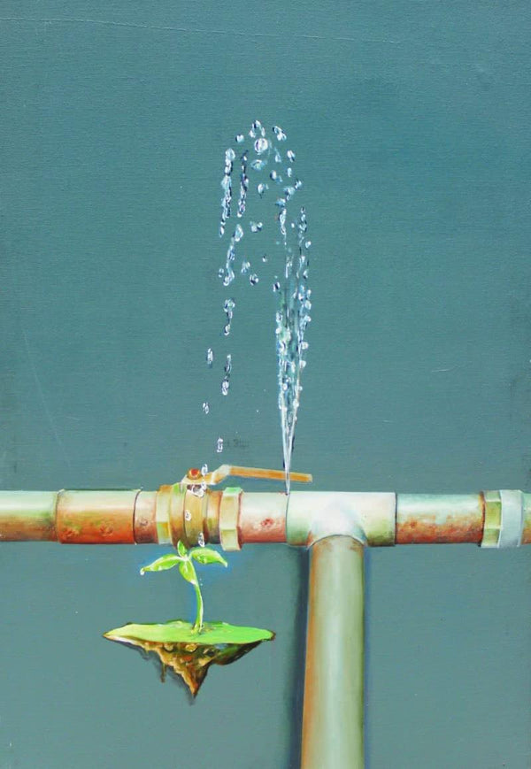 contemporary acrylic painting titled 'Water Is Life', 36x30 inches, by artist Subhendu Mishra on Canvas