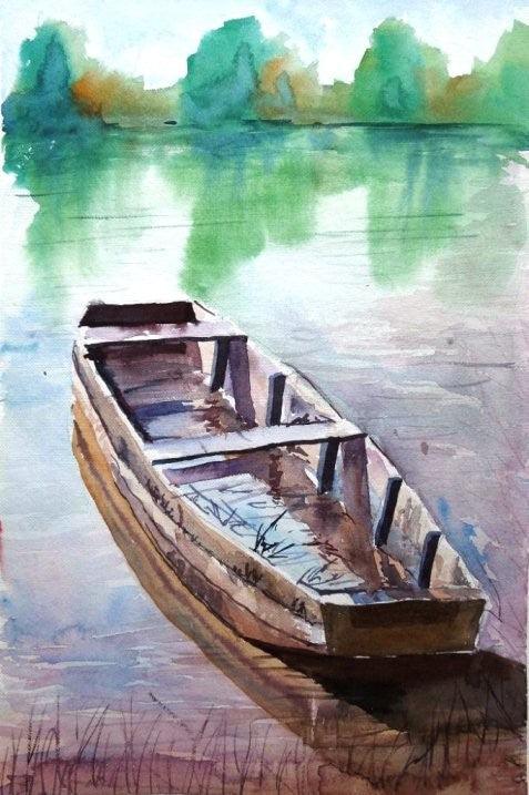 Landscape watercolor painting titled 'Watercolor 2', 17x14 inches, by artist Chetan Agrawal on Handmade Paper