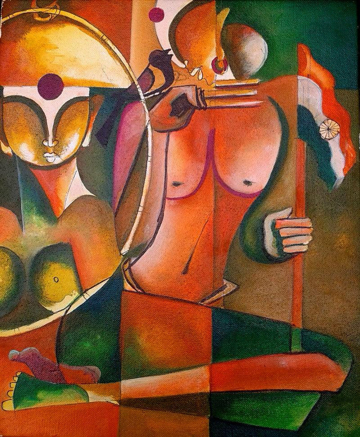 Figurative acrylic painting titled 'Wating For Freedom', 10x12 inches, by artist Anupam Pal on Canvas