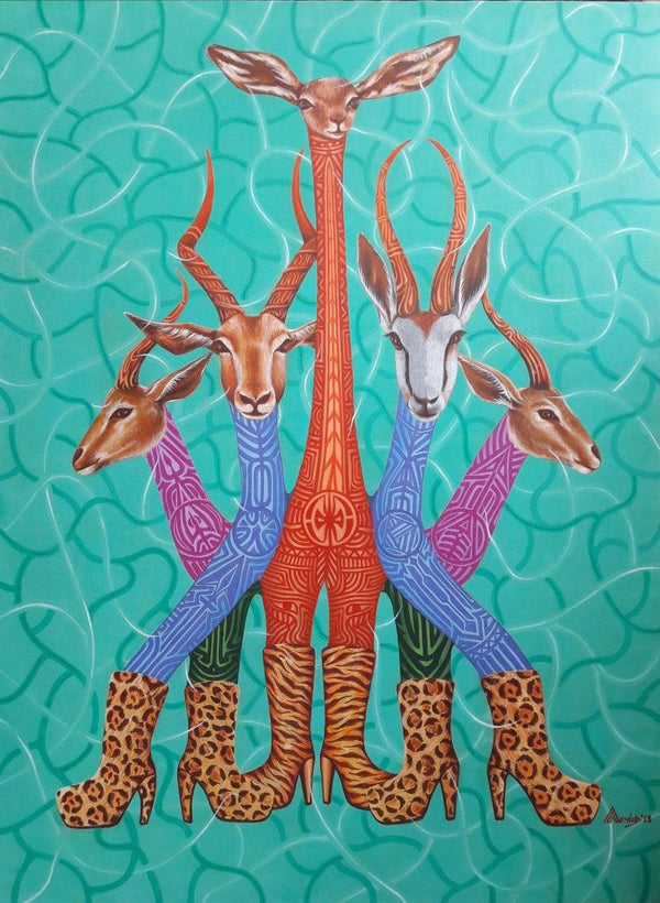 contemporary acrylic painting titled 'WE CAN', 48x36 inches, by artist Arvind Dubey on Canvas