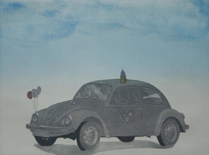 contemporary printmaking titled 'Wedding Car', 10x13 inches, by artist Dushyant Patel on Paper