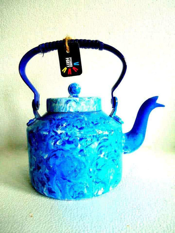 Lifestyle craft titled 'Whirlpool Textured Tea Kettle', 9x9x7 inches, by artist Rithika Kumar on Aluminium