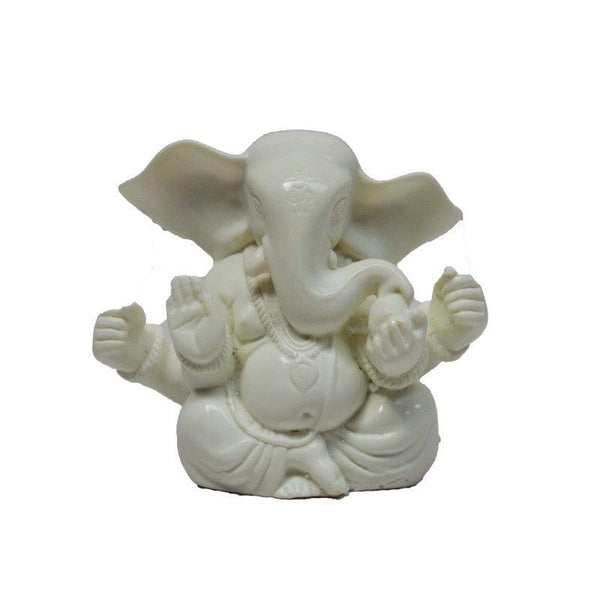 Religious craft titled 'White Chaturbhuj Lord Ganesha', 3x4x2 inches, by artist E Craft on Synthetic Fiber