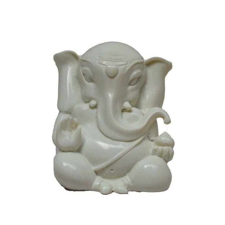 Religious craft titled 'White Lord Ganesha', 3x2x2 inches, by artist E Craft on Synthetic Fiber