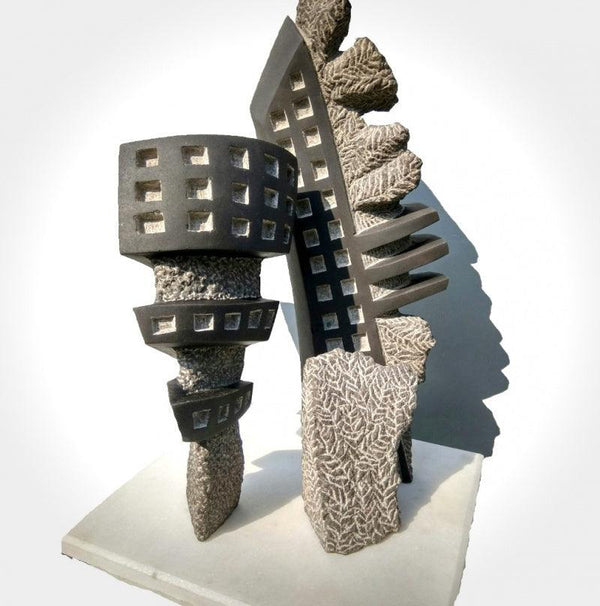 Cityscape sculpture titled 'Window 5', 16x11x8 inches, by artist Yogesh Lokhande on Stone