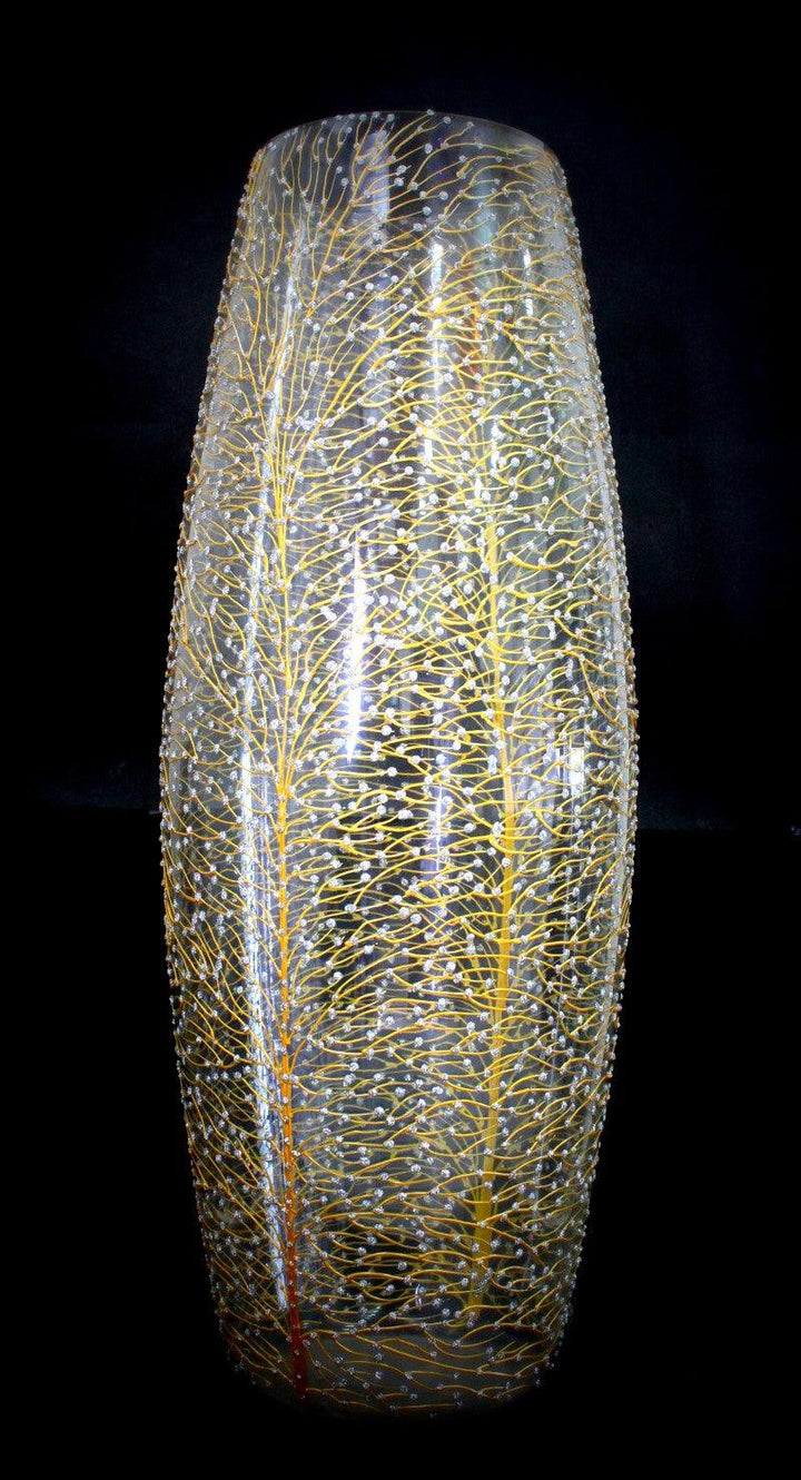 Abstract glass art titled 'Wish Tree Glass Vase', 24x30x30 inches, by artist Shweta Vyas on glass