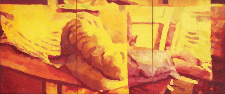 Figurative oil painting titled 'Within 6', 30x72 inches, by artist Sameer Gorde on Canvas