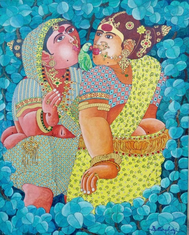 Figurative acrylic painting titled 'Women 3', 30x24 inches, by artist Bhawandla Narahari on Canvas