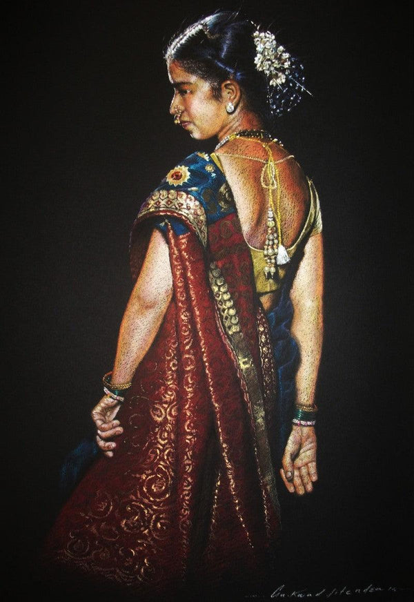 Figurative pastel drawing titled 'Wonders Of Sacrifice', 36x24 inches, by artist Jitendra Gaikwad on Paper