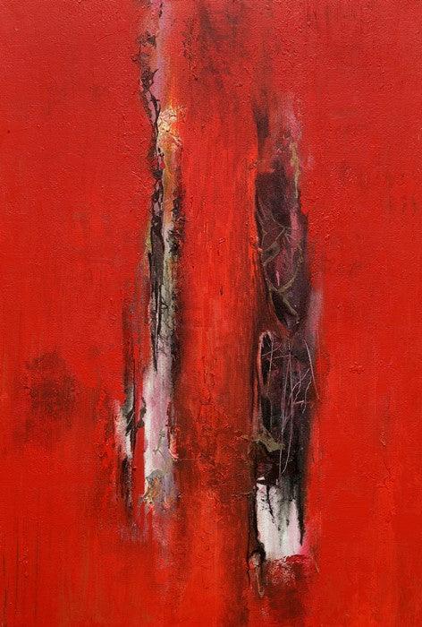 Abstract acrylic painting titled 'Wood Note 84', 36x24 inches, by artist Dilip Mali on Canvas