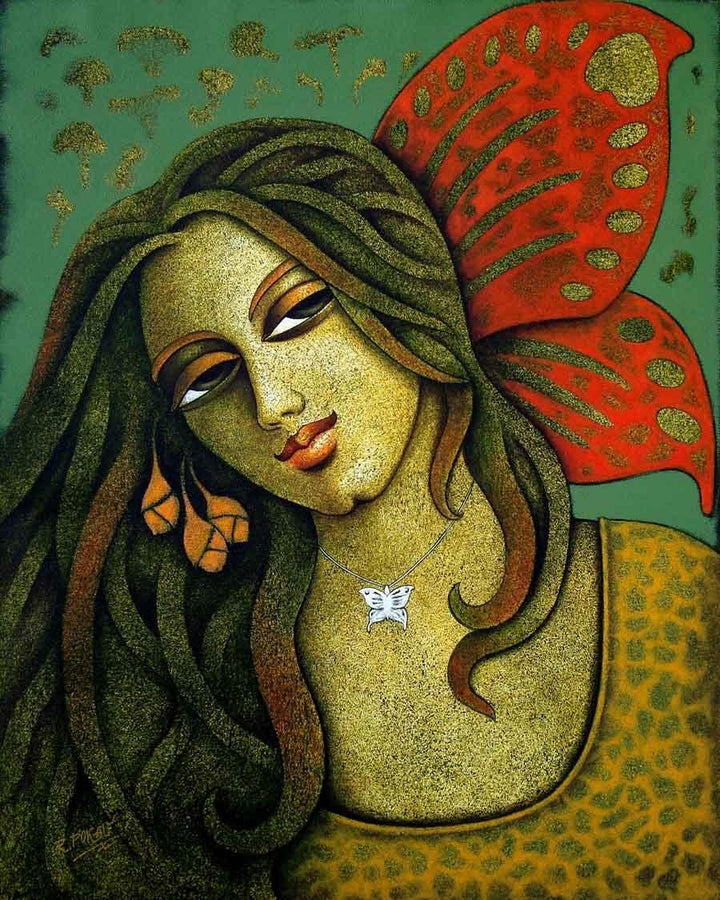 Figurative acrylic painting titled 'Yauvana 14', 30x24 inches, by artist Ramchandra B Pokale on Canvas