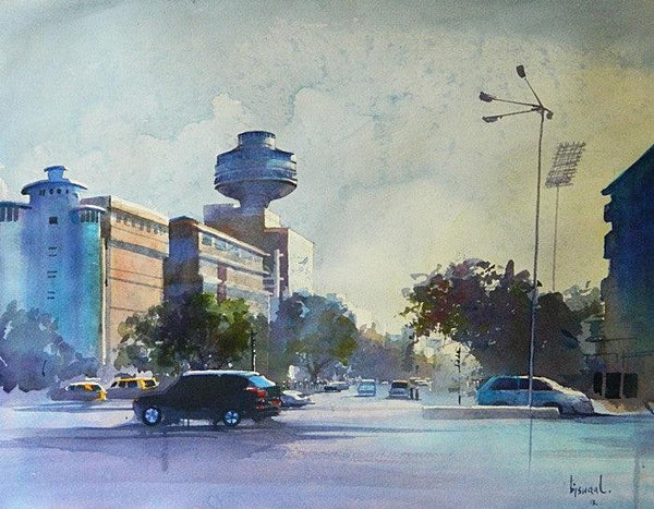 Cityscape watercolor painting titled 'Ye Hai Mumbai Meri Jaan', 16x20 inches, by artist Bijay Biswaal on Canson Paper