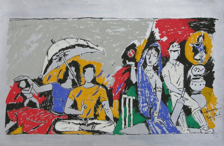 Figurative serigraphs painting titled 'Yeh Kaun Sa Modh Hai Umar Ka 1', 19x29 inches, by artist M. F. Husain on Paper