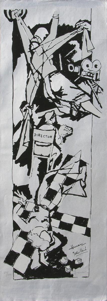 Figurative serigraphs painting titled 'Yeh Kaun Sa Modh Hai Umar Ka 10', 40x14 inches, by artist M. F. Husain on Paper