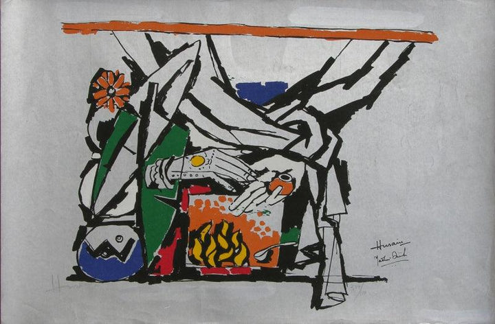 contemporary serigraphs painting titled 'Yeh Kaun Sa Modh Hai Umar Ka 11', 19x29 inches, by artist M. F. Husain on Paper