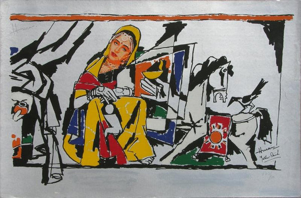 Figurative serigraphs painting titled 'Yeh Kaun Sa Modh Hai Umar Ka 12', 19x29 inches, by artist M. F. Husain on Paper