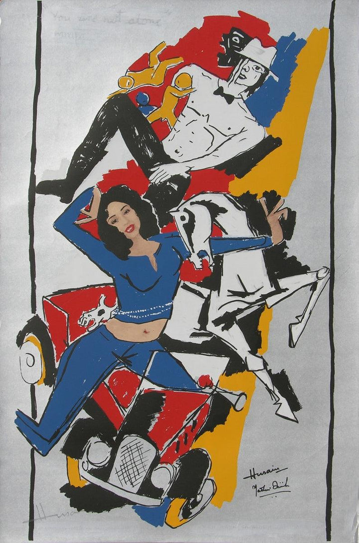 Figurative serigraphs painting titled 'Yeh Kaun Sa Modh Hai Umar Ka 13', 29x19 inches, by artist M. F. Husain on Paper