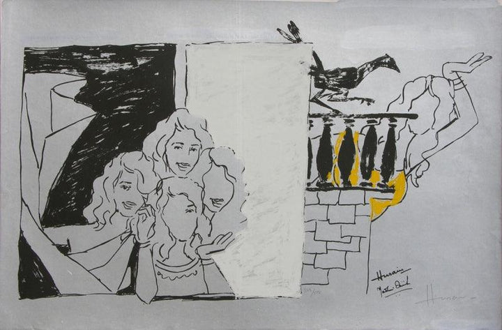 Figurative serigraphs painting titled 'Yeh Kaun Sa Modh Hai Umar Ka 3', 19x29 inches, by artist M. F. Husain on Paper