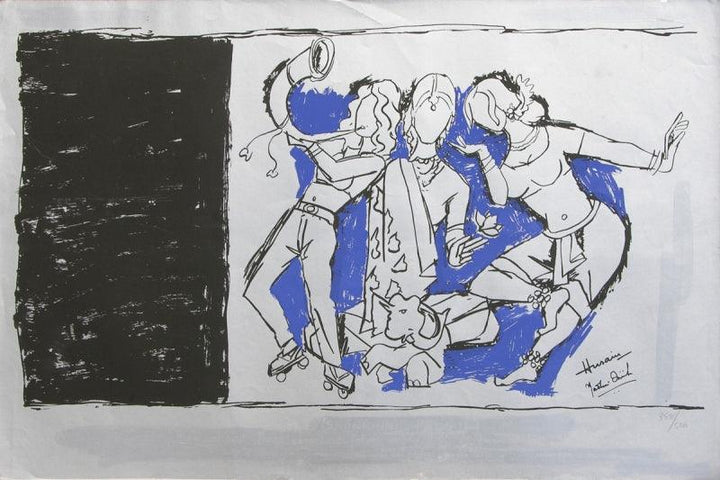 Figurative serigraphs painting titled 'Yeh Kaun Sa Modh Hai Umar Ka 6', 19x29 inches, by artist M. F. Husain on Paper