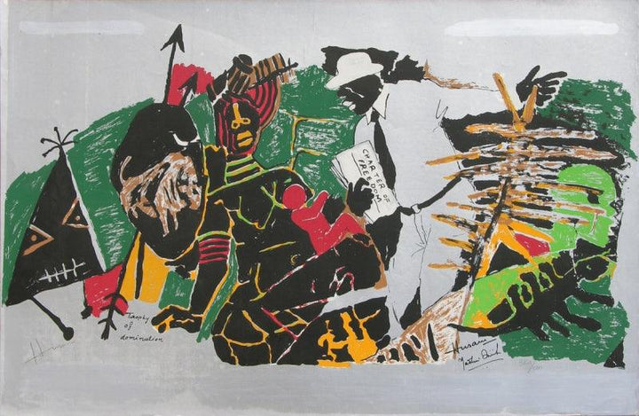 Figurative serigraphs painting titled 'Yeh Kaun Sa Modh Hai Umar Ka 7', 19x29 inches, by artist M. F. Husain on Paper