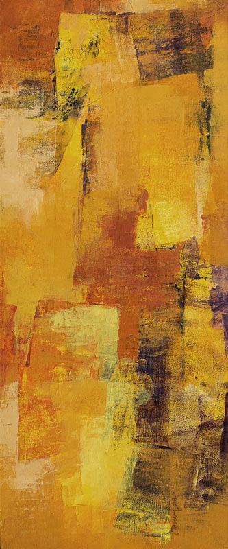 Abstract acrylic painting titled 'Yellow Vertical Abstract I', 60x24 inches, by artist Siddhesh Rane on Canvas