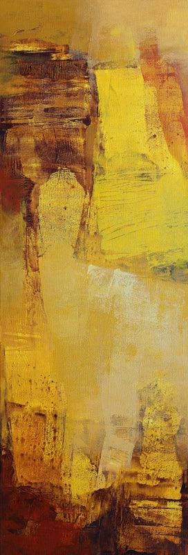 Abstract acrylic painting titled 'Yellow Vertical Abstract II', 36x12 inches, by artist Siddhesh Rane on Canvas