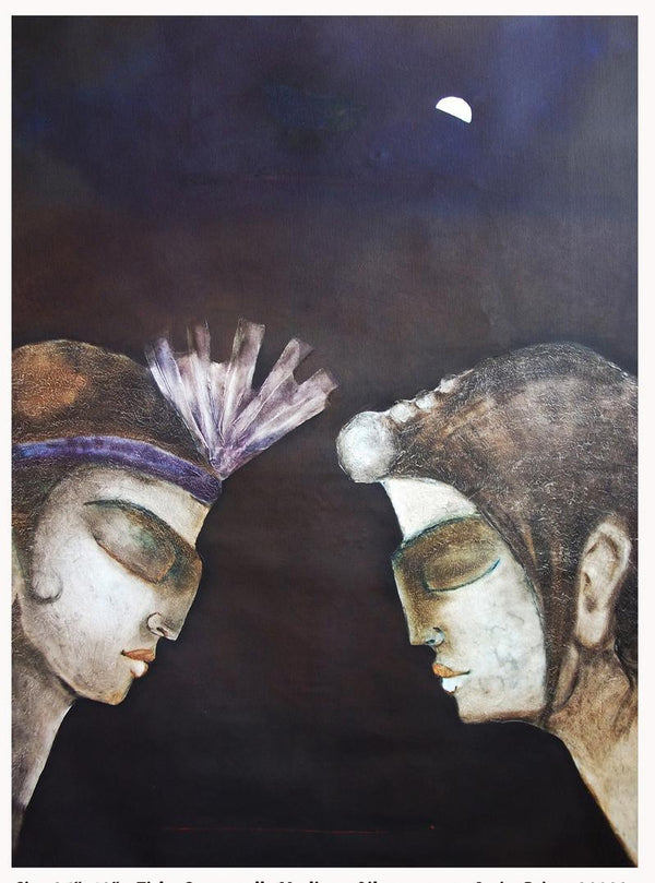 Figurative oil painting titled 'You And Me I', 36x48 inches, by artist Manoj Muneshwar on Canvas