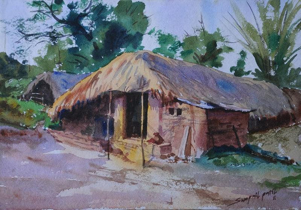 Figurative watercolor painting titled 'Zopadi', 10x14 inches, by artist Swapnil Patil on Paper